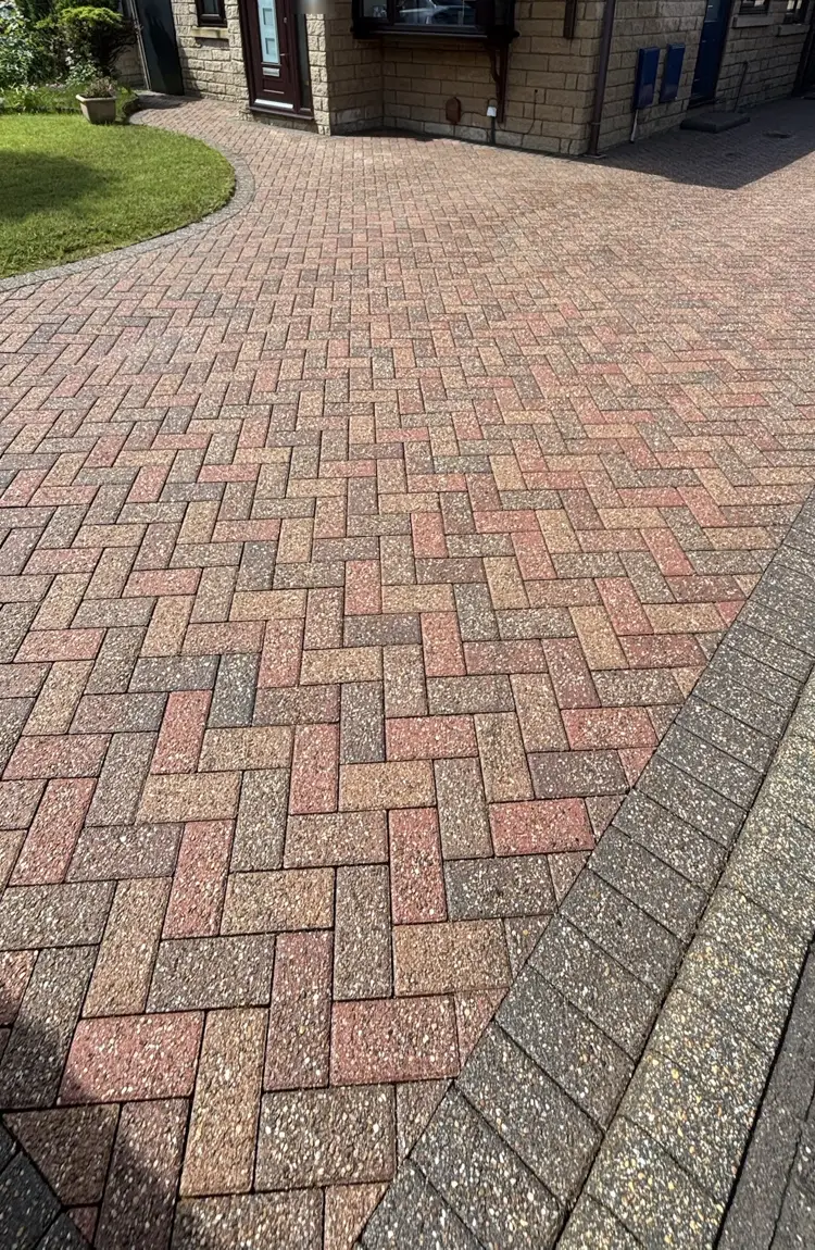 Block paved driveway after cleaning