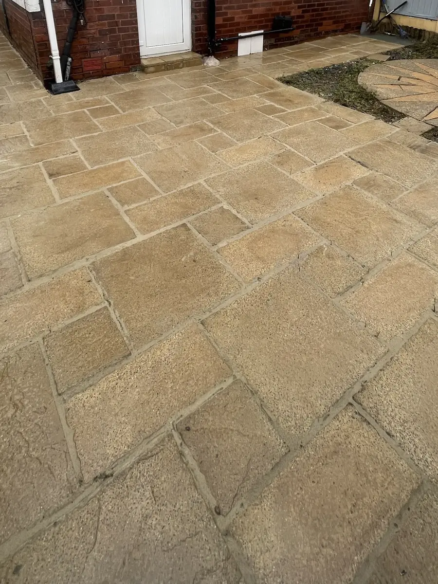 Overgrown patio, Horwich after cleaning