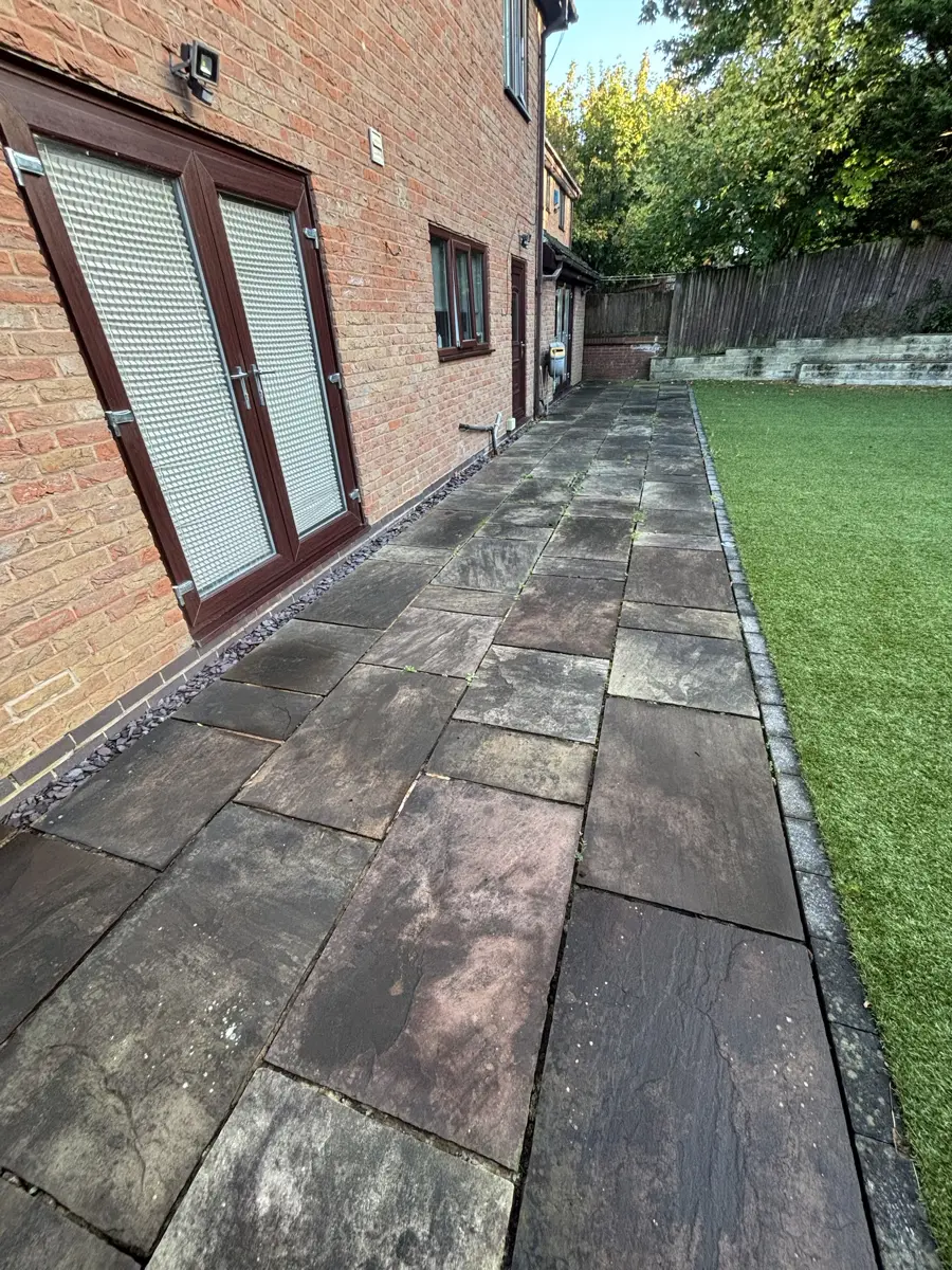 Sandstone patio, Preston before cleaning
